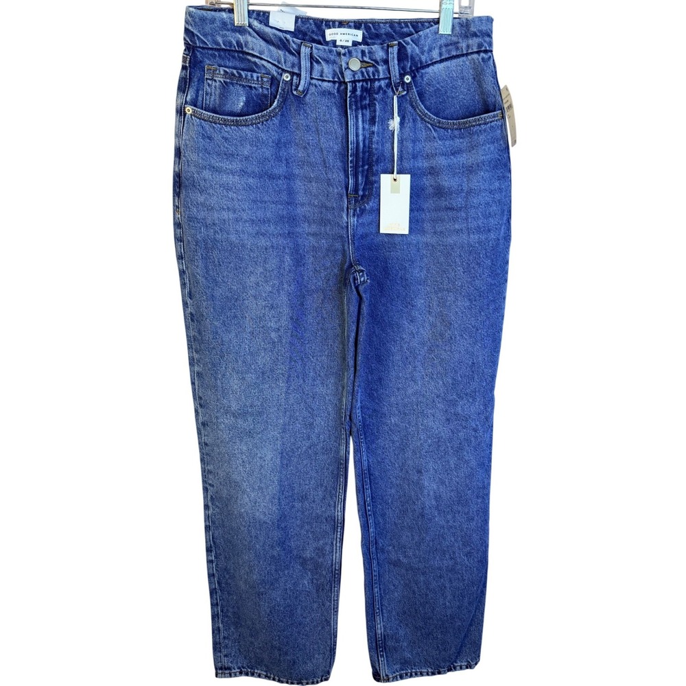 Good‎ American Good 90s Relaxed Jeans Blue 6/28 GFXCULB859 Mid Rise Straight Leg